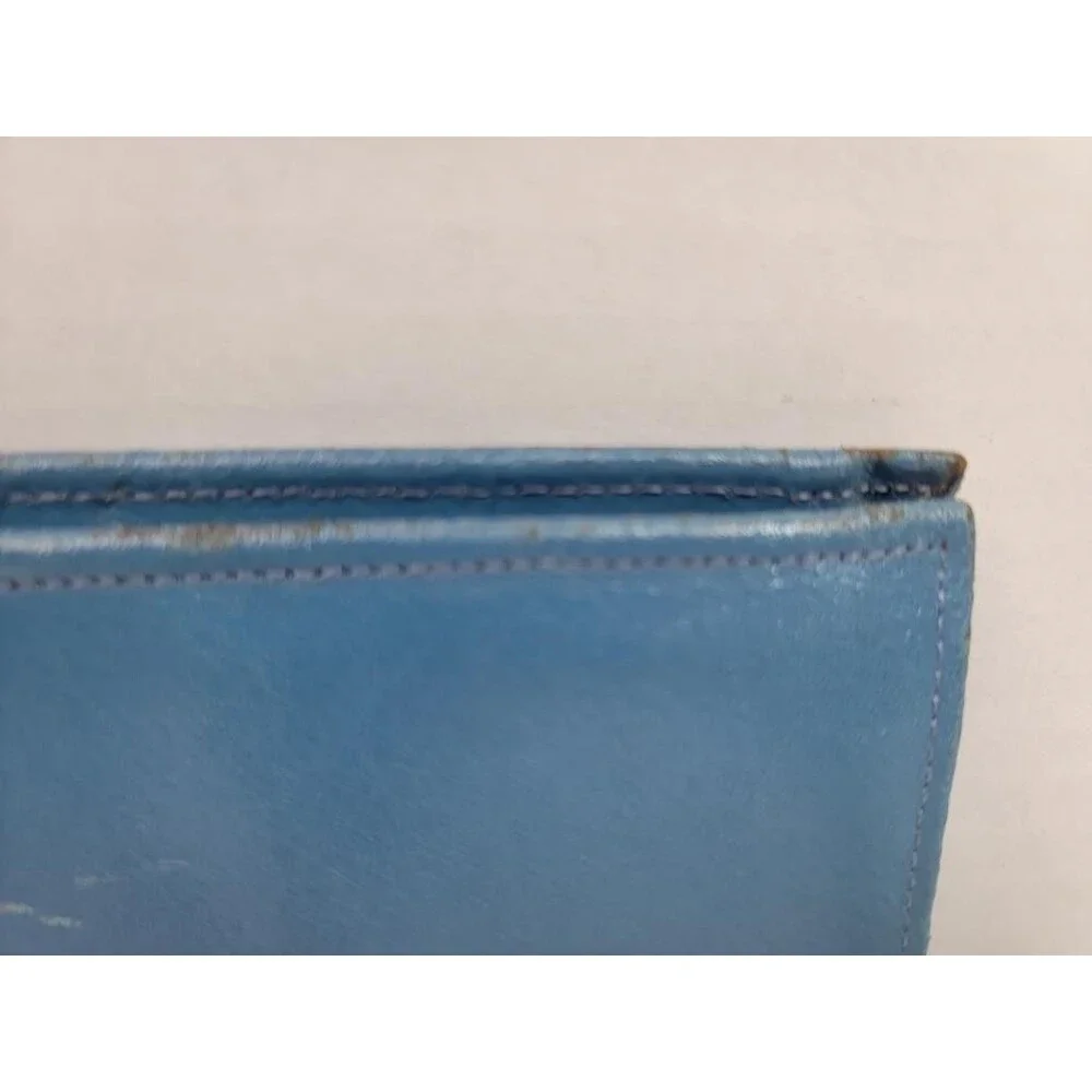 Prince Gardner Vintage Blue Leather Checkbook Wallet Passport Holder Cowhide
